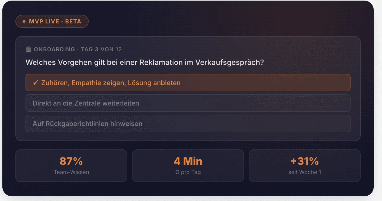Skilltakt-App: Vorschau der Lernoberfläche
